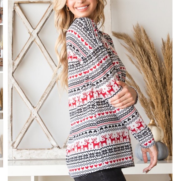 HEIMISH USA Red and Black Patterned Long Sleeve Top - Picture 7 of 9